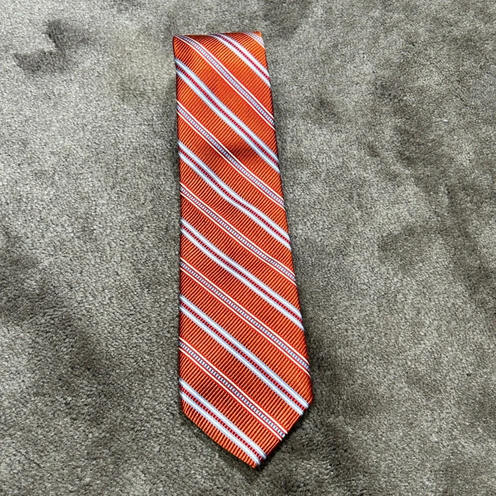 Brooks Brothers Made in USA Pure Silk Tie Mens Burnt Orange imported materials